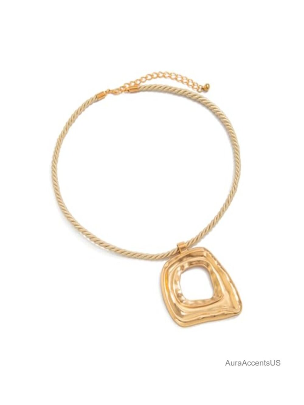 Geometric Hollow Square Pendant Necklace Rope Chain Layering Jewelry